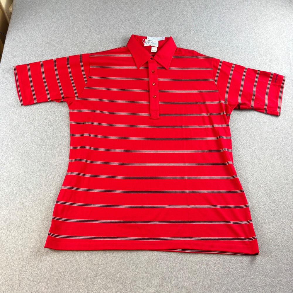 Vintage 80s Pickering Golf Polo Mens XL Red Striped Lisle Cotton USA NWTNOS
